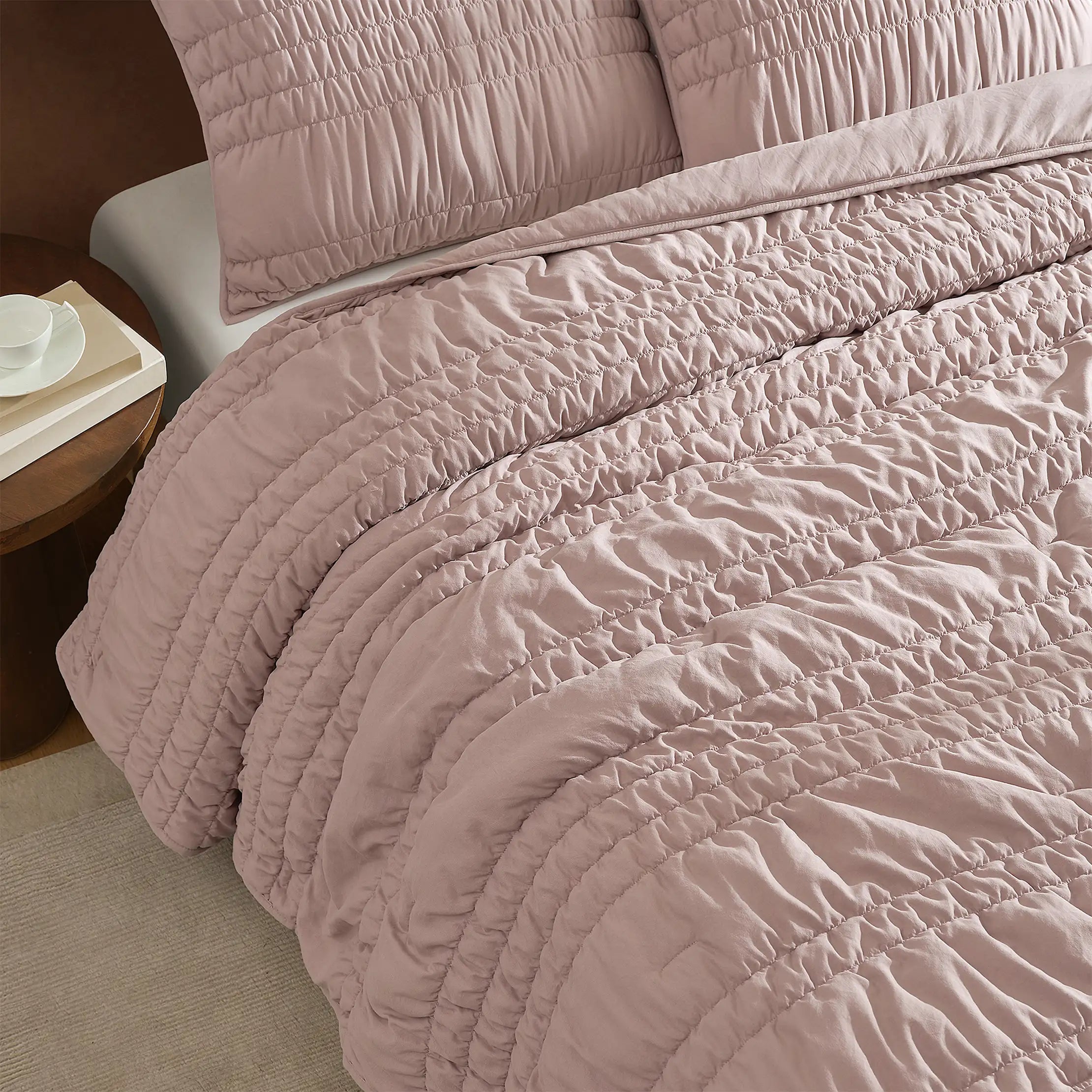 Home Devon Tide Quilt Set King - ROSEWOOD