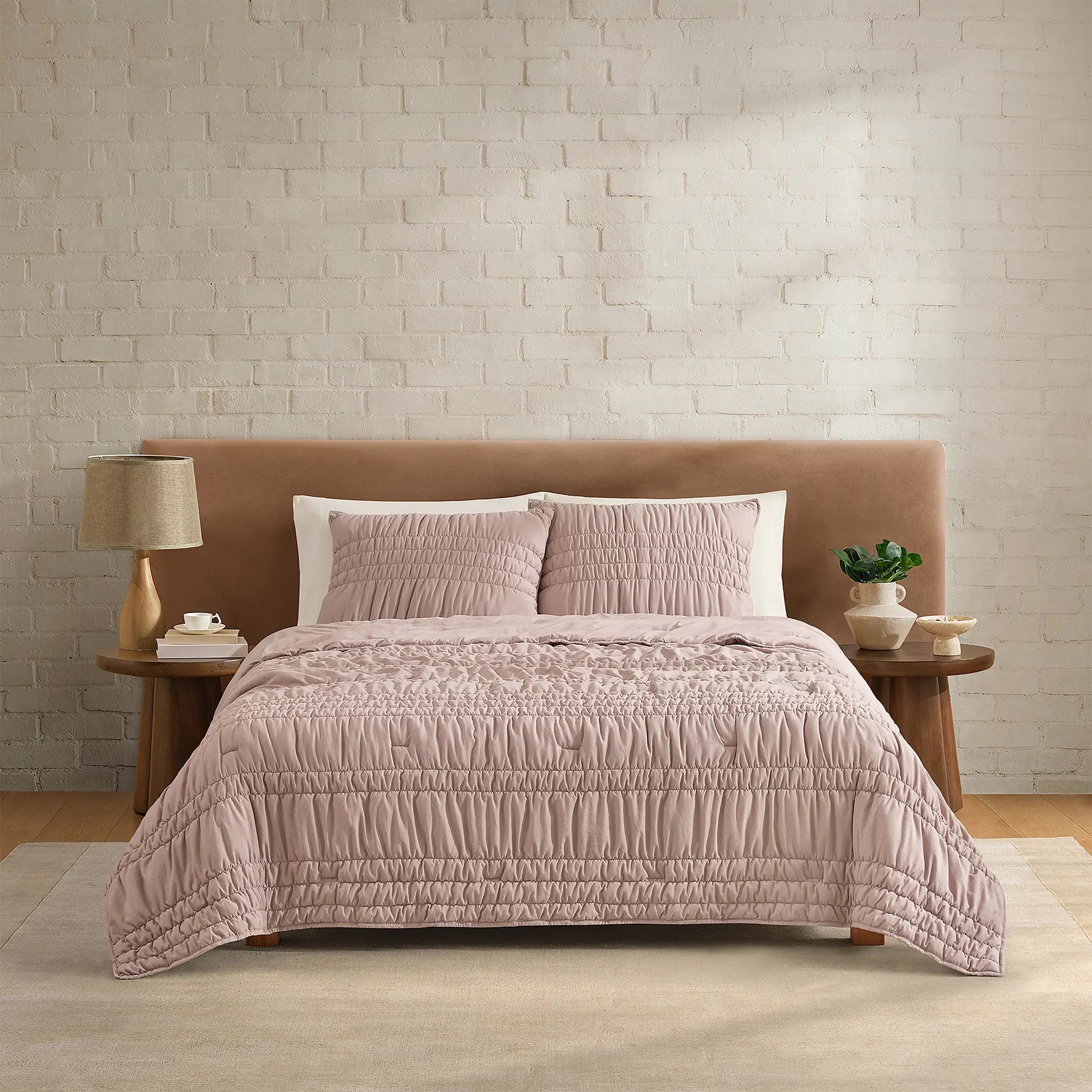 Home Devon Tide Quilt Set King - ROSEWOOD