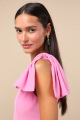 Simply Brilliant Black One-Shoulder Bow Maxi Dress
