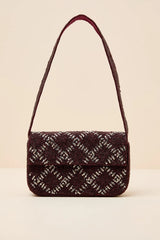 Sylvia Burgundy Beaded Rhinestone Shoulder Bag