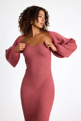Autumn Aura Olive Green Ribbed Two-Piece Sweater Dress