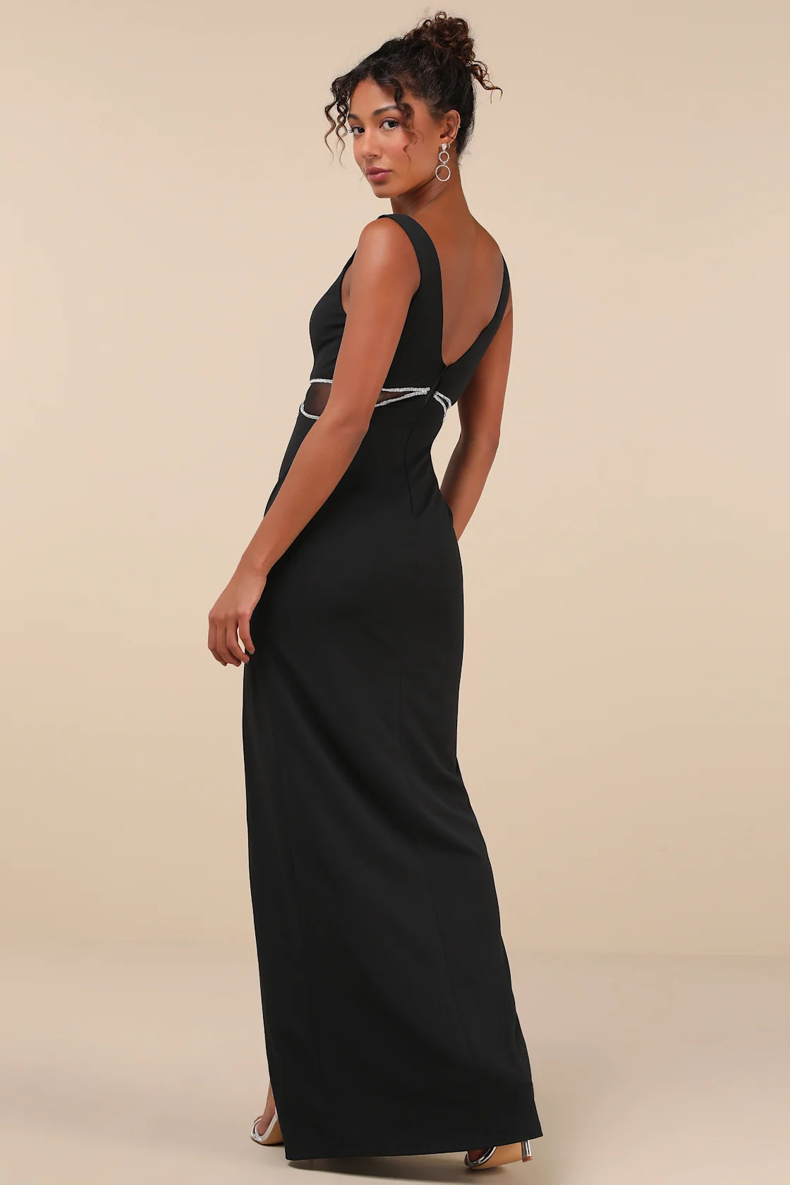 Glamorous Invite Black Rhinestone Maxi Dress