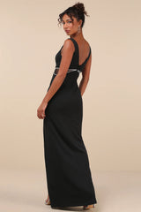 Glamorous Invite Black Rhinestone Maxi Dress