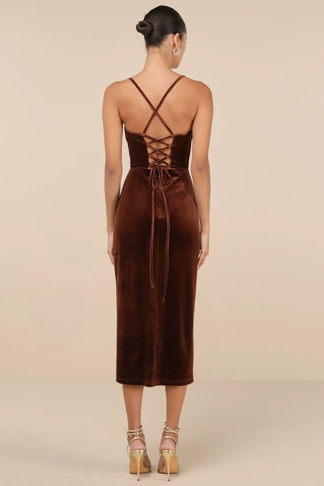 Gorgeous Composure Navy Velvet Lace-Up Sleeveless Midi Dress