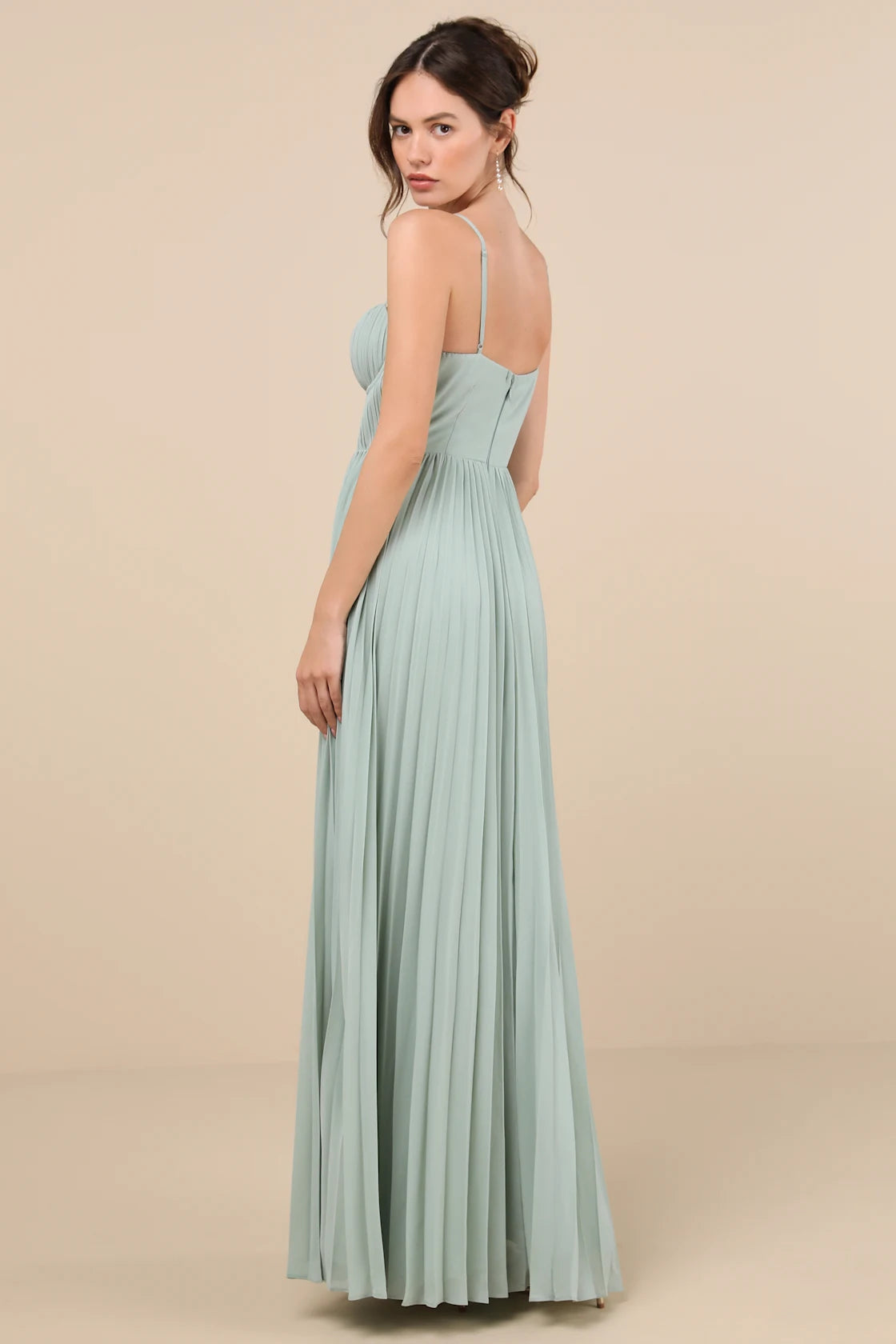 Admirable Elegance Light Pink Pleated Bustier Maxi Dress