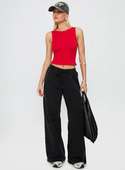 Bleeker High Neck Top Red