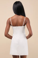 Finnlyn Ivory Embroidered Sleeveless Mini Dress
