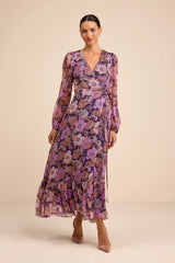 Feeling Sweet Purple Floral Print Long Sleeve Wrap Maxi Dress