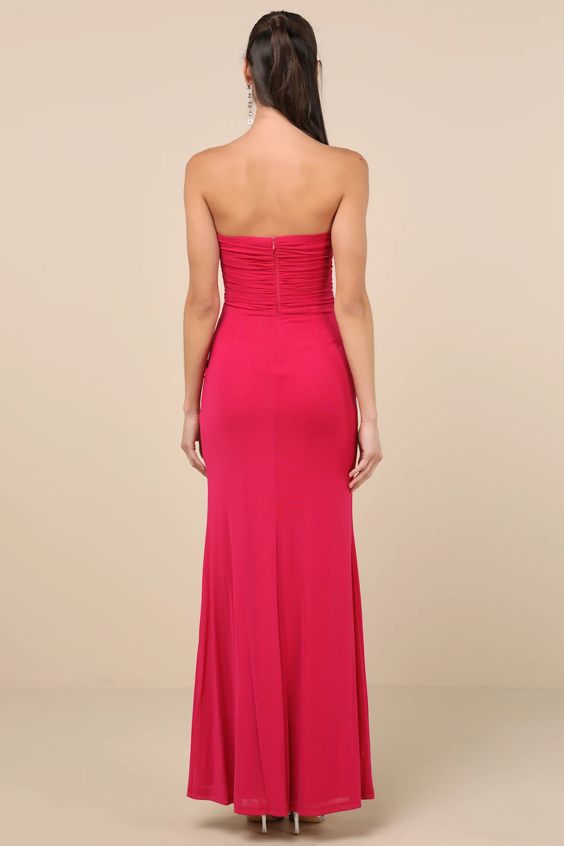 Epitome of Allure Emerald Green Strapless Ruched Tulip Maxi Dres