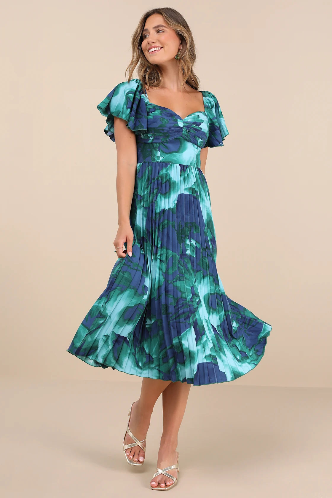 Authentically Yours Yellow Multi Abstract Print Satin Midi Dress