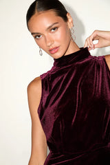 Gorgeous Darling Olive Velvet Sleeveless Mock Neck Mini Dress