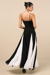 Elisha Black and White Sleeveless Maxi Dress