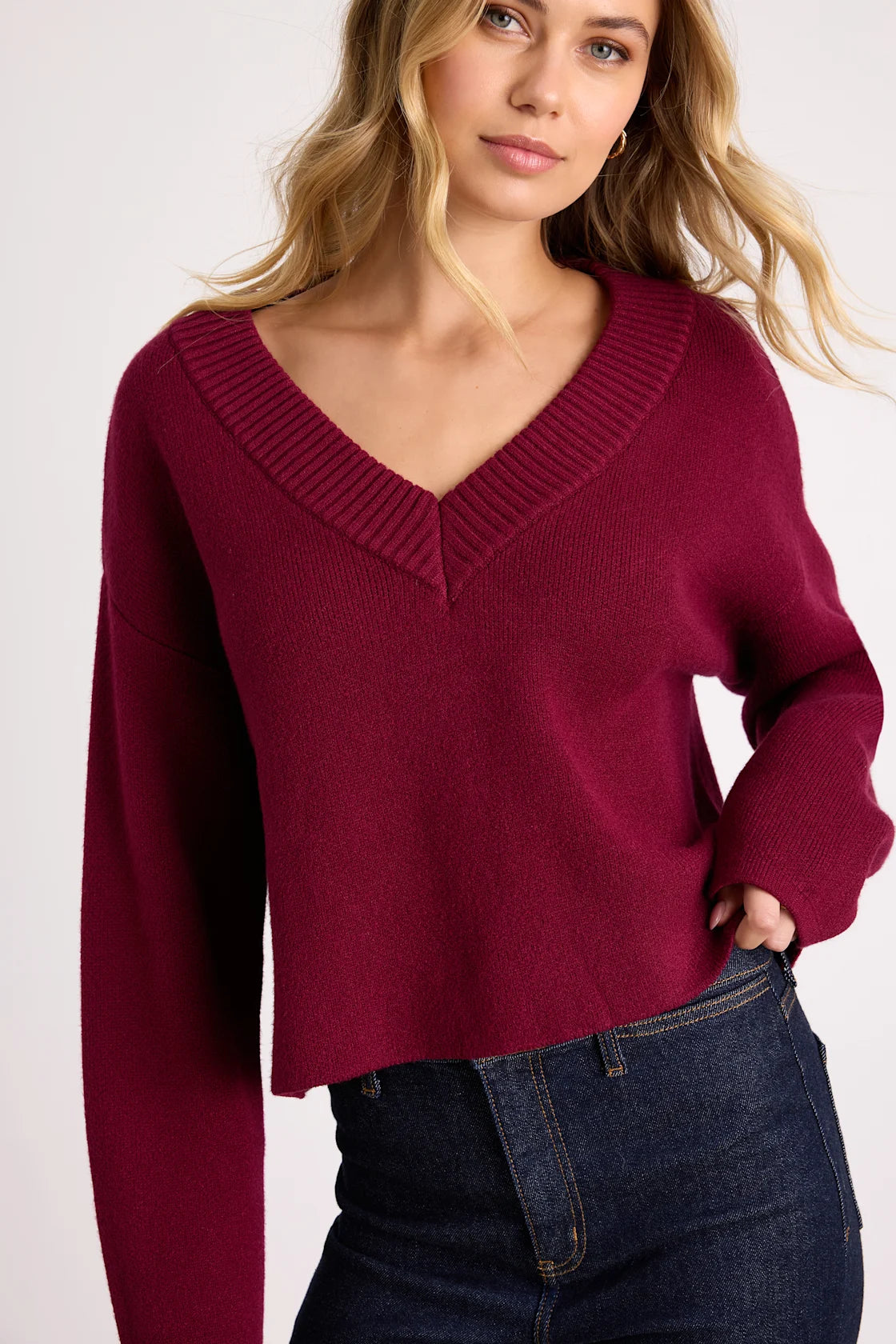 Mikuna Black V-Neck Cropped Sweater