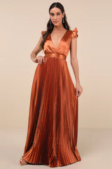 Exceptional Drama Sage Green Satin Lace-Up Pleated Maxi Dress