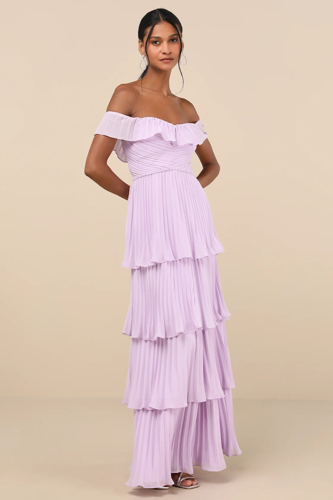 Always Remarkable Black Pleated Off-the-Shoulder Maxi Dress