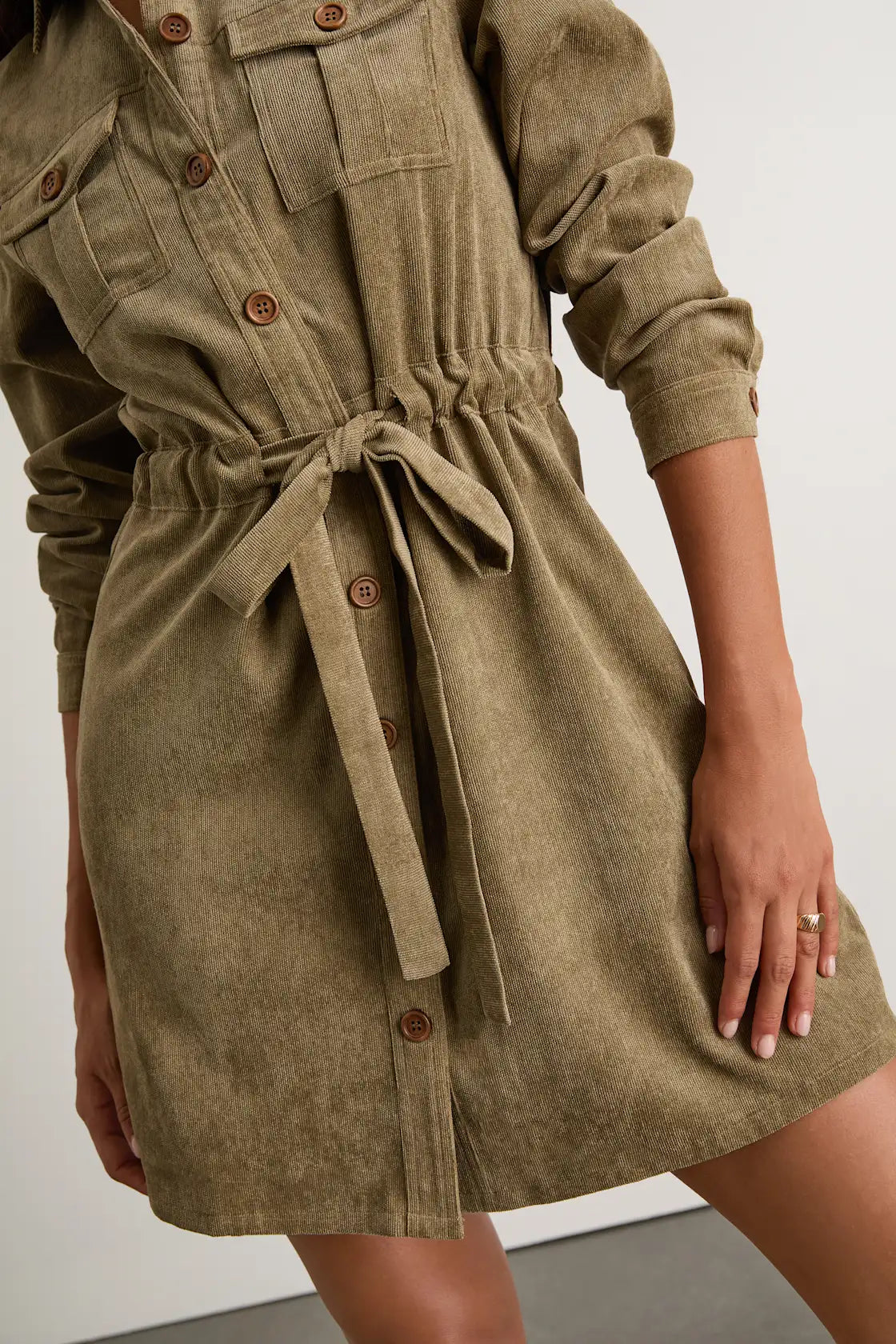 Simple Affection Brown Corduroy Mini Dress With Pockets