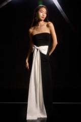 Marvelous Vision Black Strapless Bow Column Maxi Dress