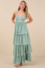 Reed Sage Tiered Lace Maxi Dress