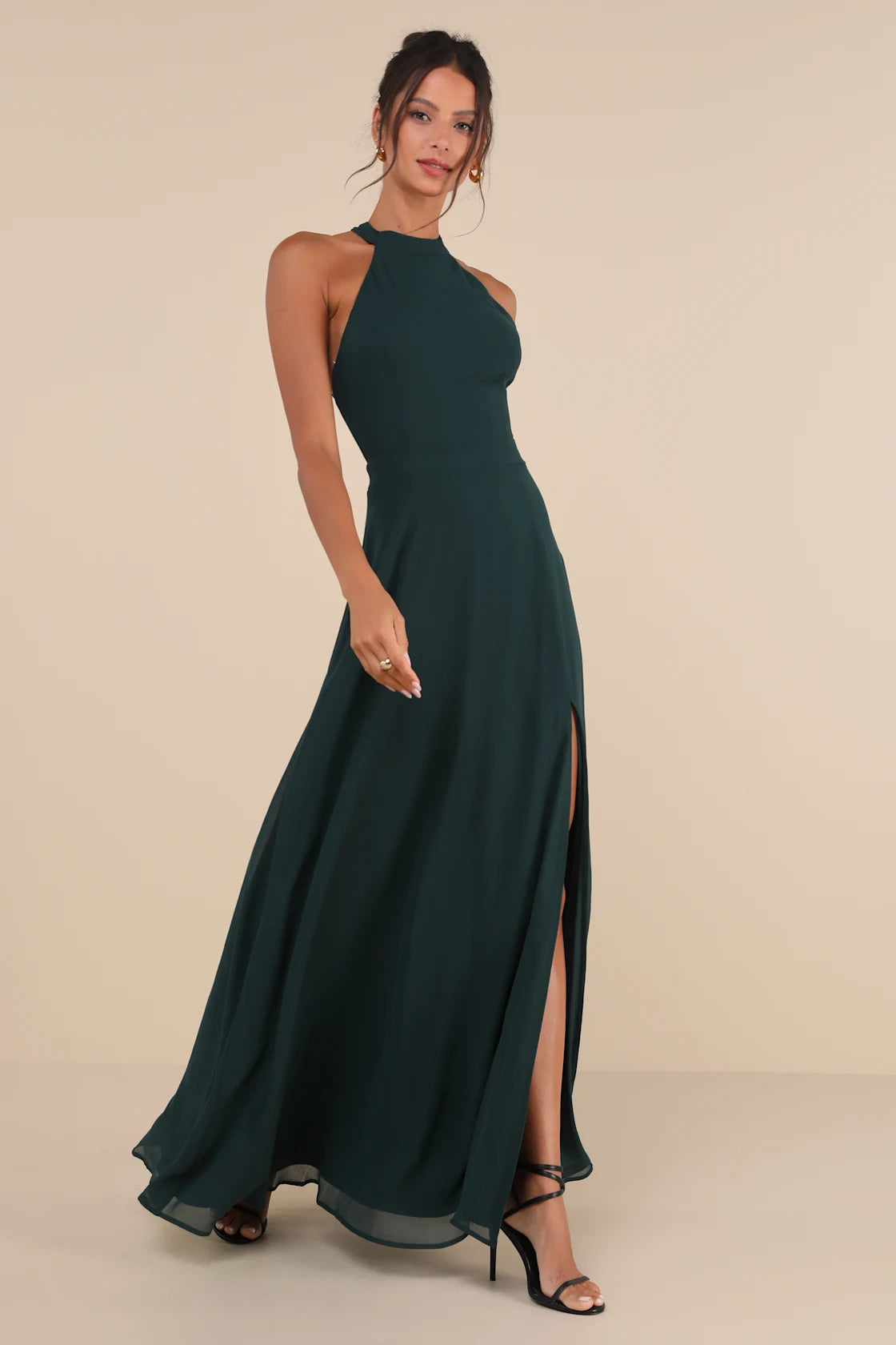 Confidently Charismatic Black Backless Halter Maxi Dress