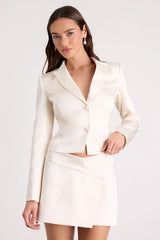 Harris Ivory Satin Low-Rise Mini Skirt