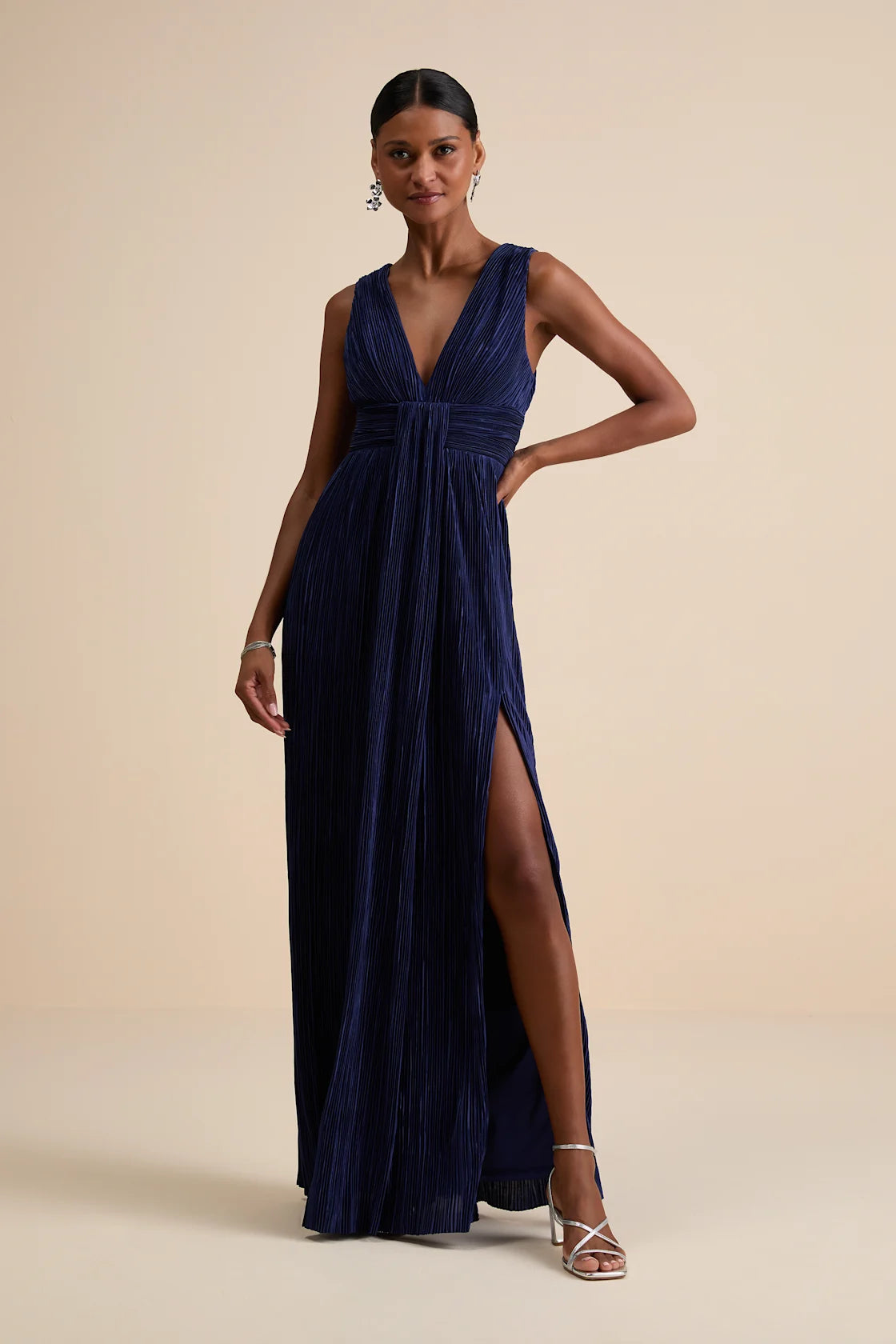 Melitta Light Blue Plisse Sash Maxi Dress