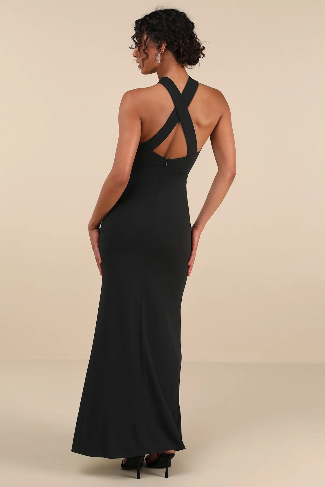 Keep You Enchanted Dark Purple Cutout Halter Mermaid Maxi Dress