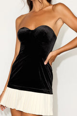 Elevated Invite Black Velvet Strapless Mini Dress