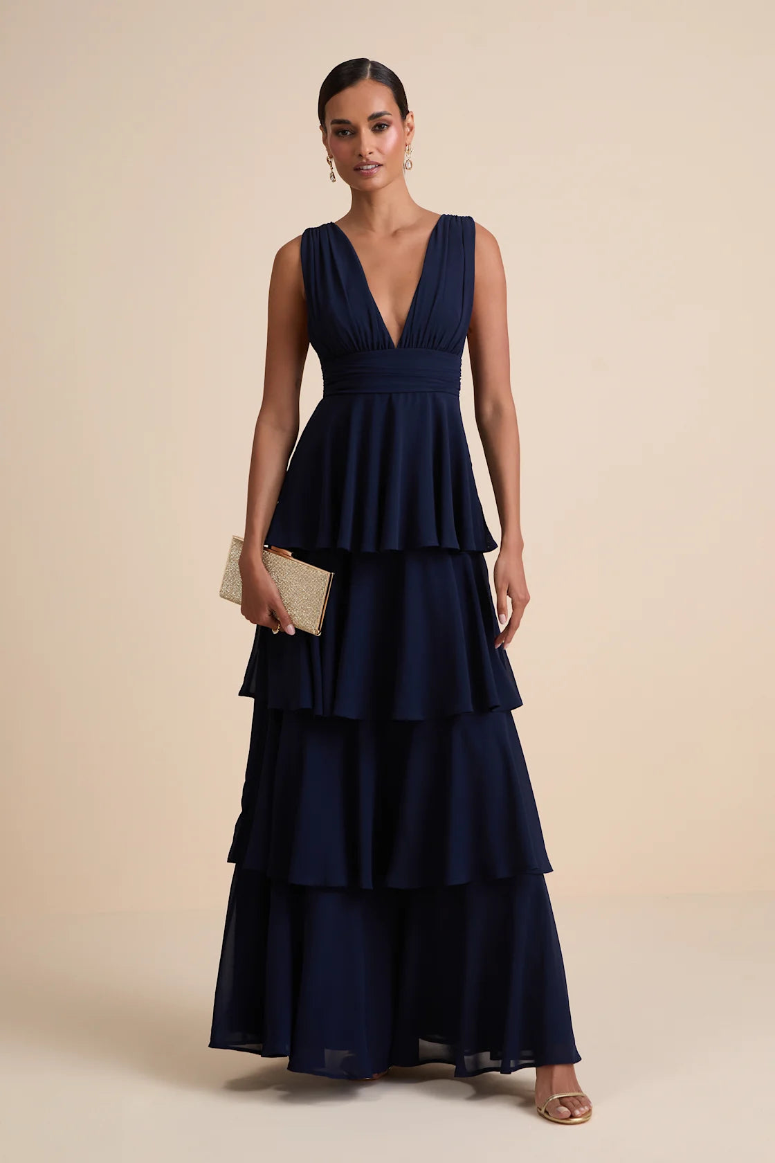 Amazing Evening Navy Blue Tiered Maxi Dress