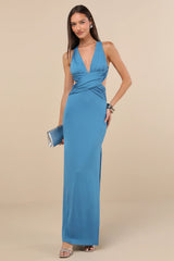Alexandria Brown Backless Column Maxi Dress