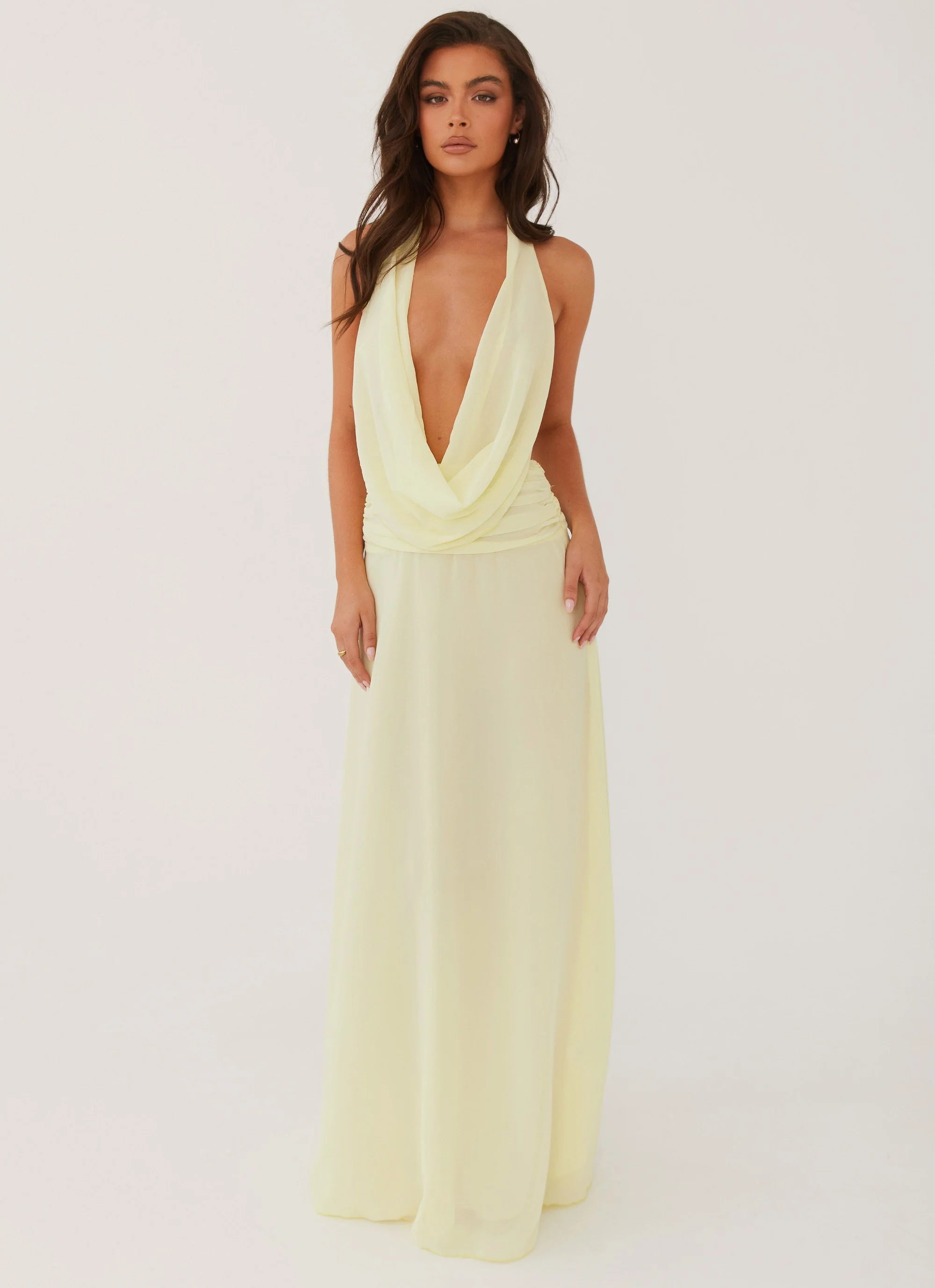 Elysia Chiffon Maxi Dress - Lemon