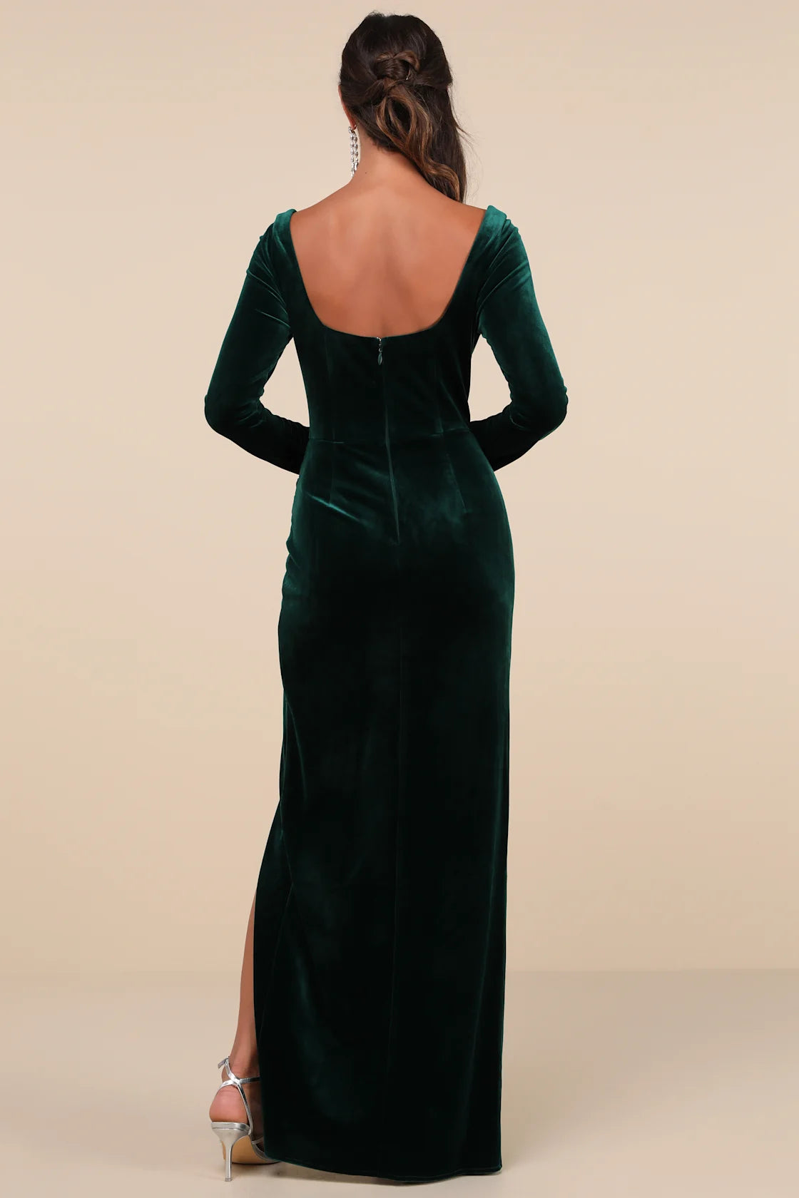 Forever Sensational Navy Blue Velvet Long Sleeve Maxi Dress