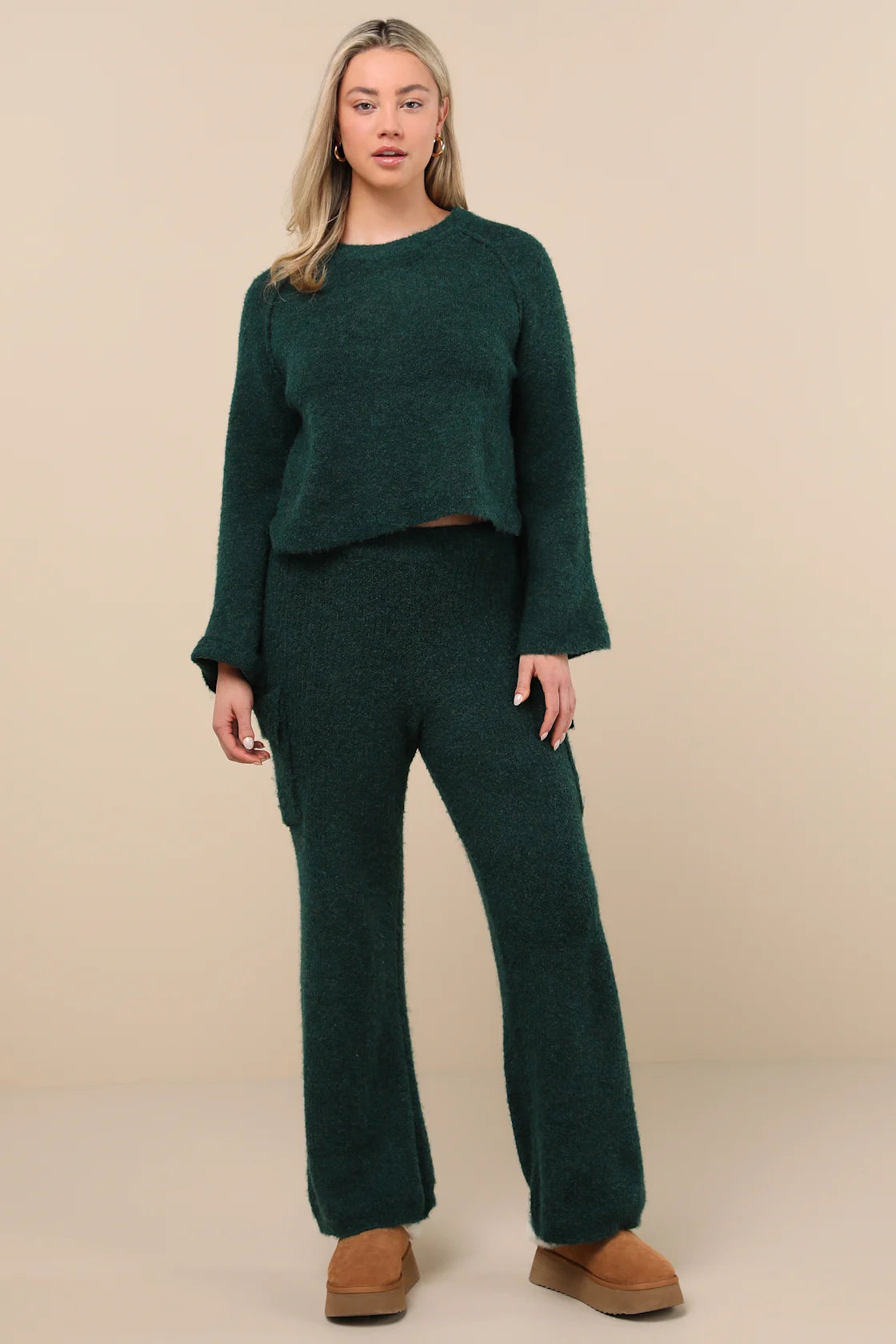 Signature Sunday Heather Beige Knit Sweater Pants