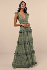 Marvelous Darling Black Lace Ruffled Tiered Maxi Dress