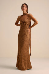 Rashona Emerald Green Burnout Sash Scarf Maxi Dress