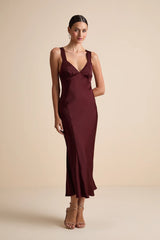 Ellena Blush Satin Slip Midi Dress