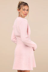 Dynamic Sweetheart Pink Eyelash Knit Mini Dress & Shrug Set