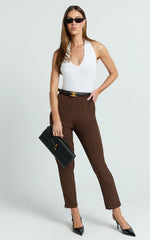 Hermie Pants - High Waisted Cropped Tailored Pants in Chocolate