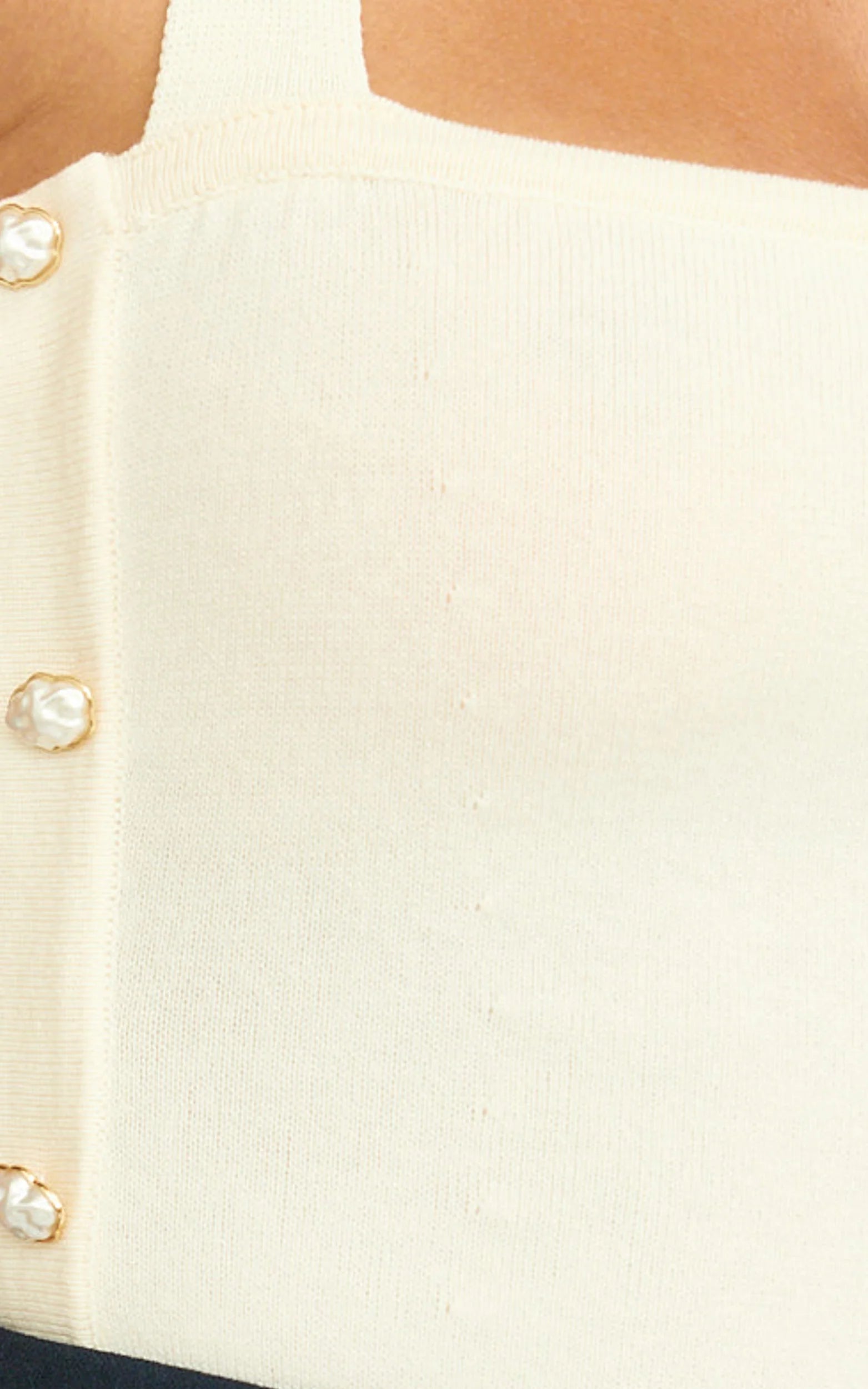Julie Top - Tie Halter Button Detail Top in Ivory