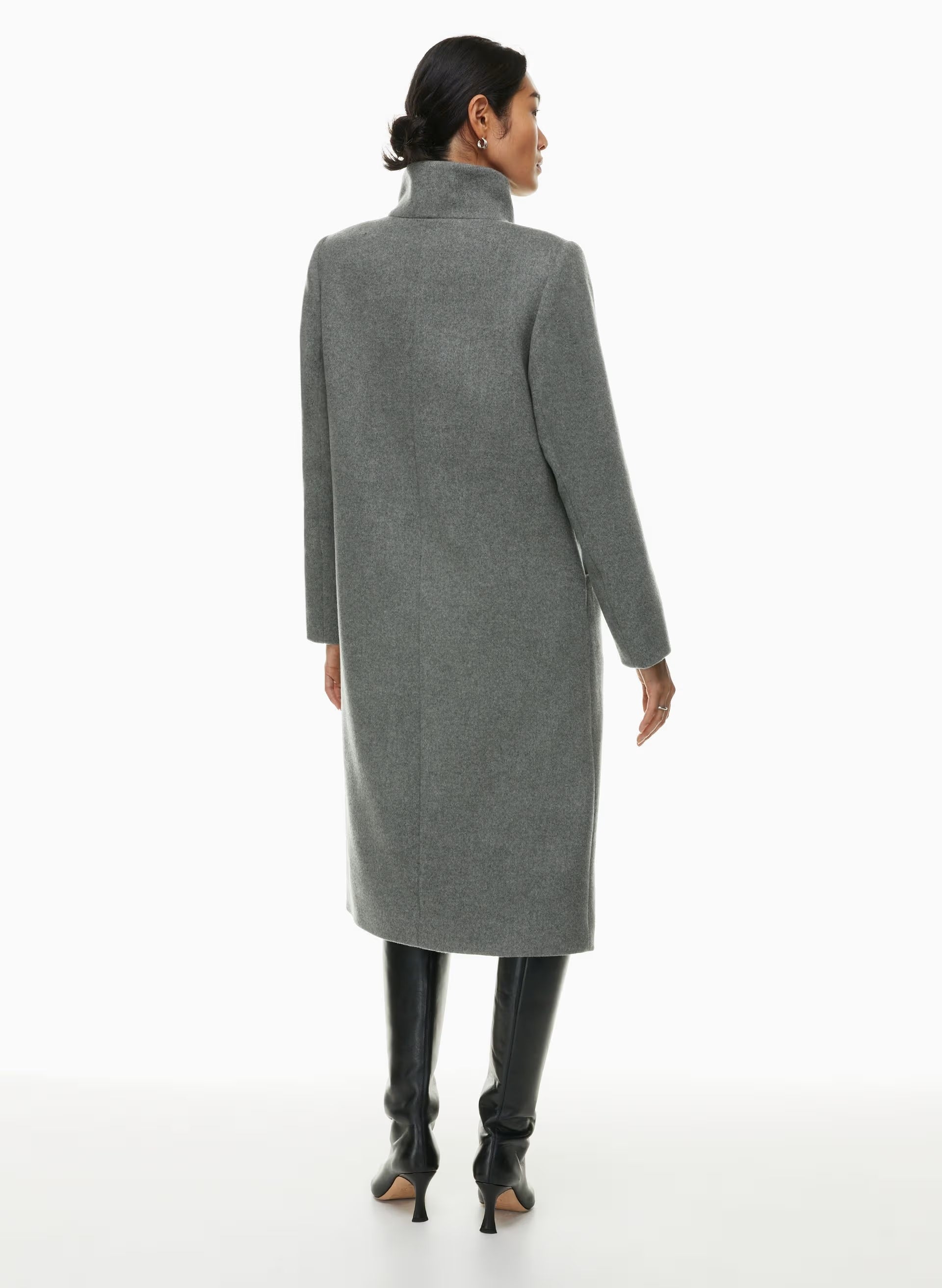 The Cocoon Long Coat - Wool Cashmere - HEATHER DARK GREY