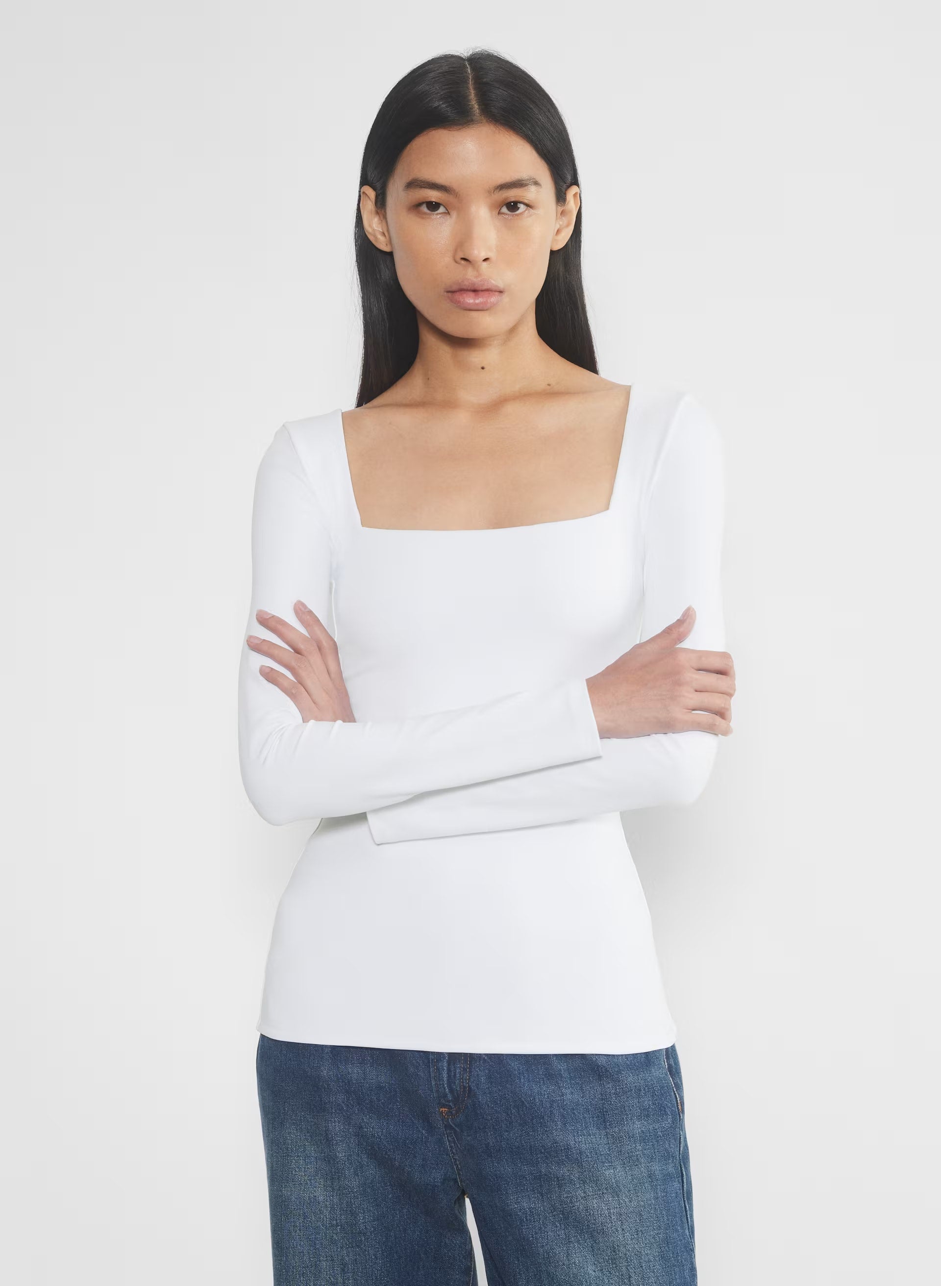 Original Contour Squareneck Hip Longsleeve - BRIGHT WHITE