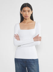 Original Contour Squareneck Hip Longsleeve - BRIGHT WHITE