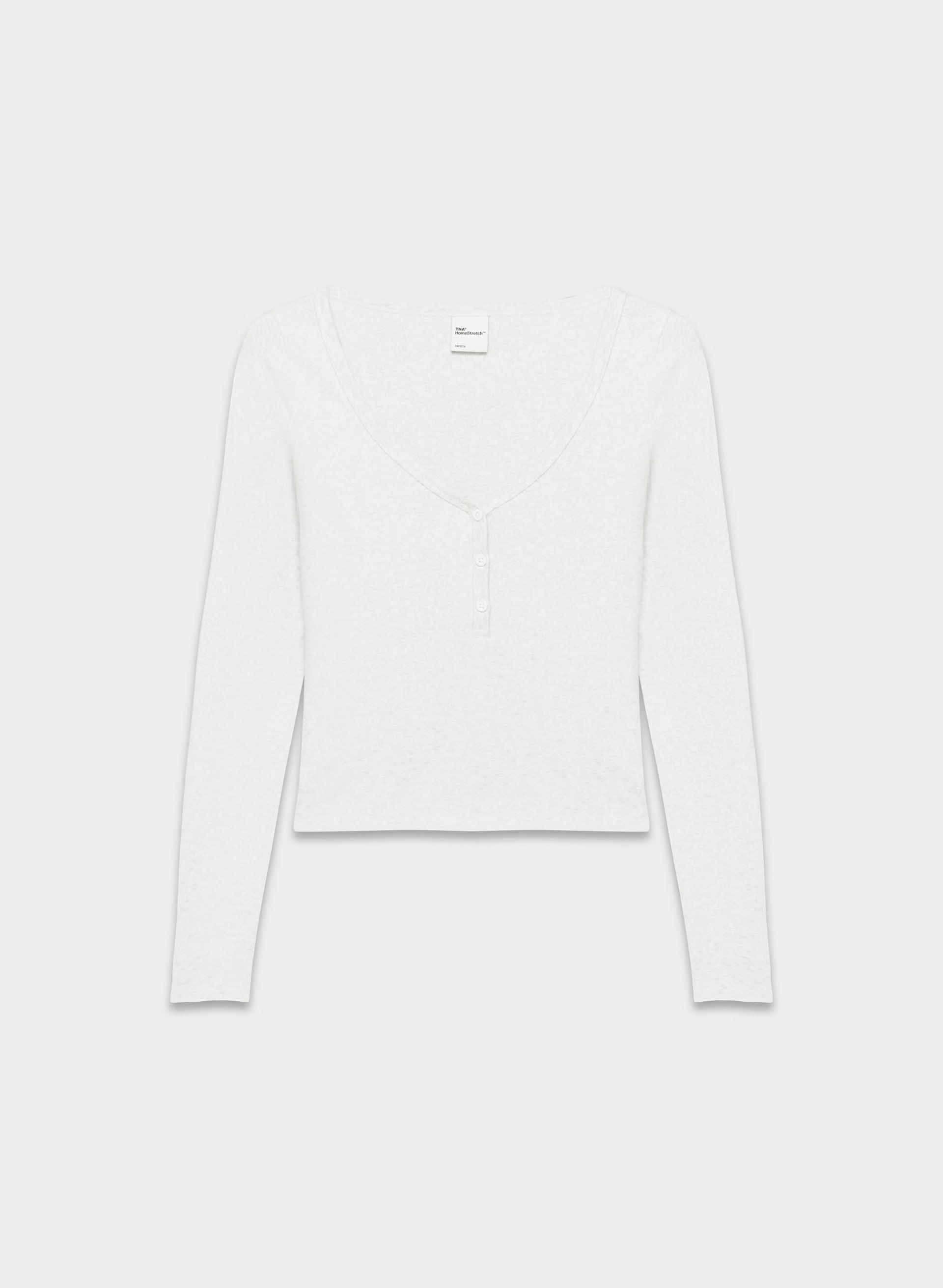 HomeStretch™ Rib Acoustic Henley - HEATHER CLOUD WHITE