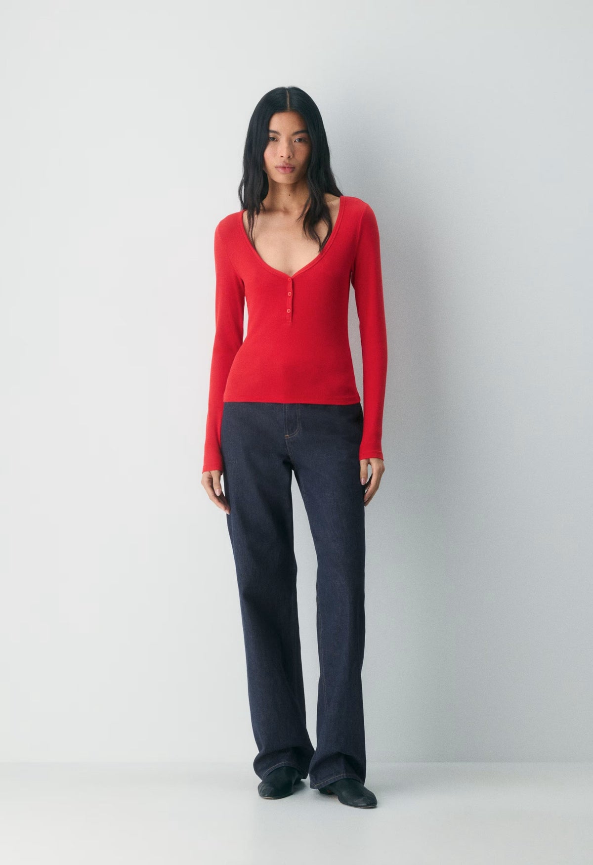HomeStretch™ Rib Acoustic Henley - FLASHING RED