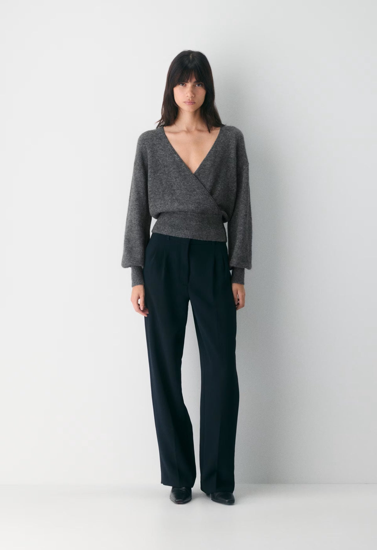 SoftSpoke™ Dear Wrap Sweater - HEATHER CHARCOAL