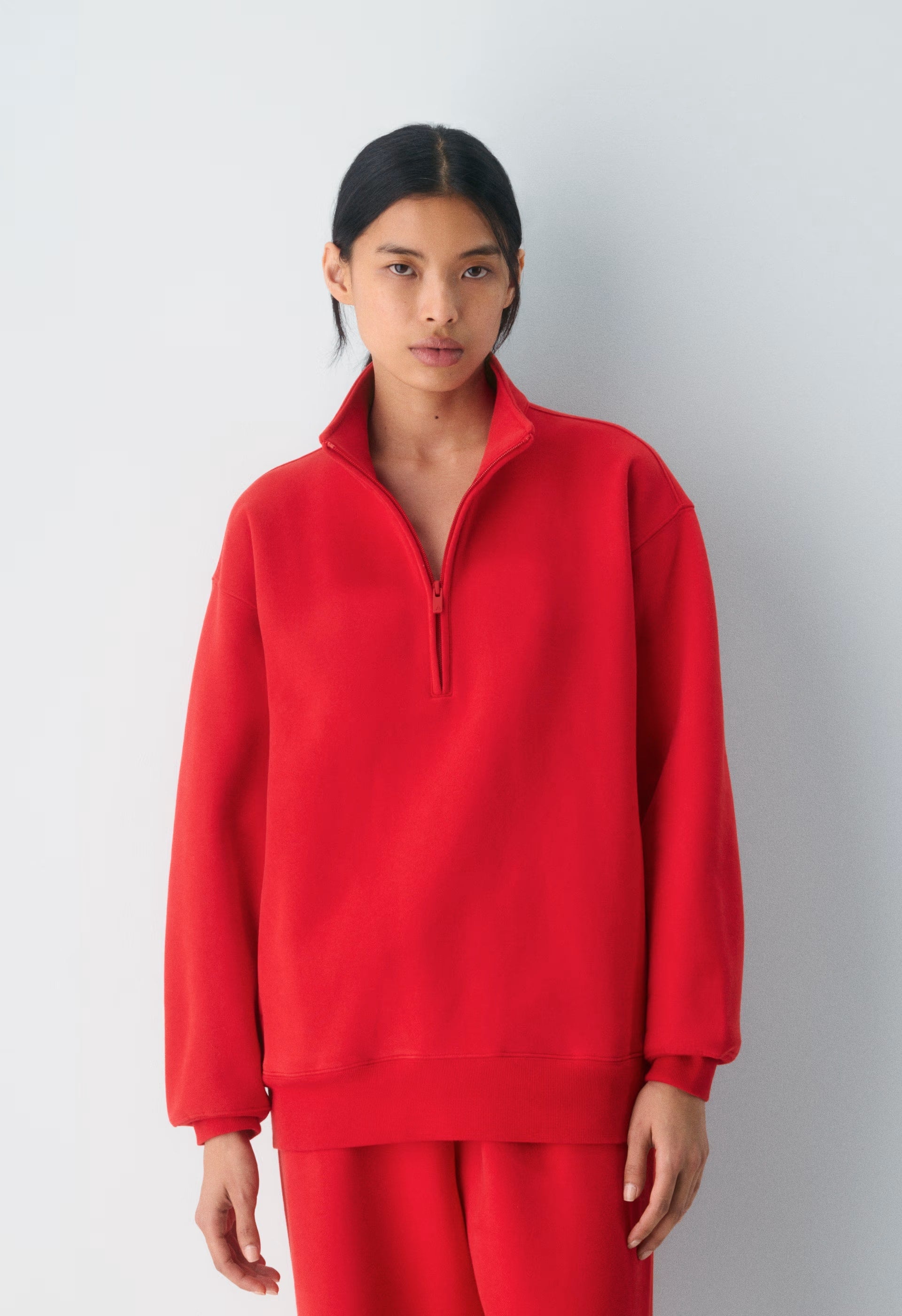 Cozy Sweatfleece Boyfriend 1/2 Zip - FLASHING RED