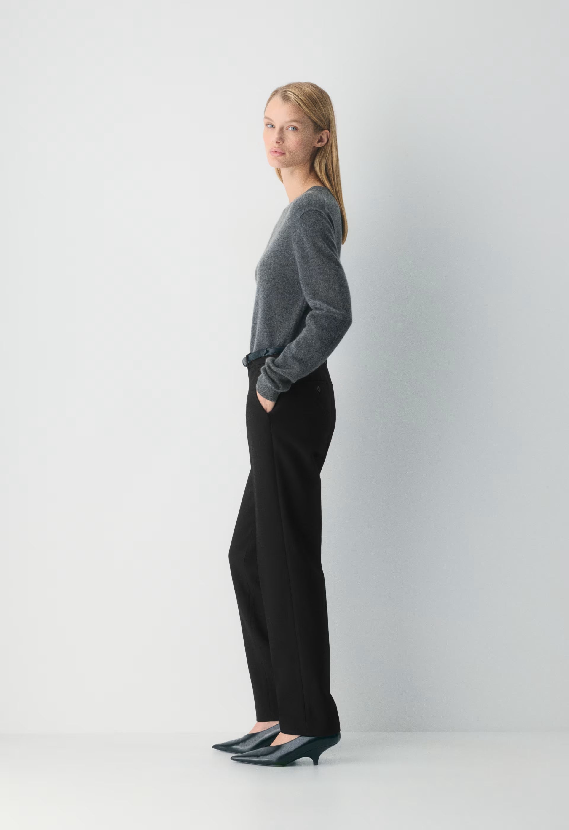 Bare Cashmere Bloor Sweater - HEATHER CHARCOAL
