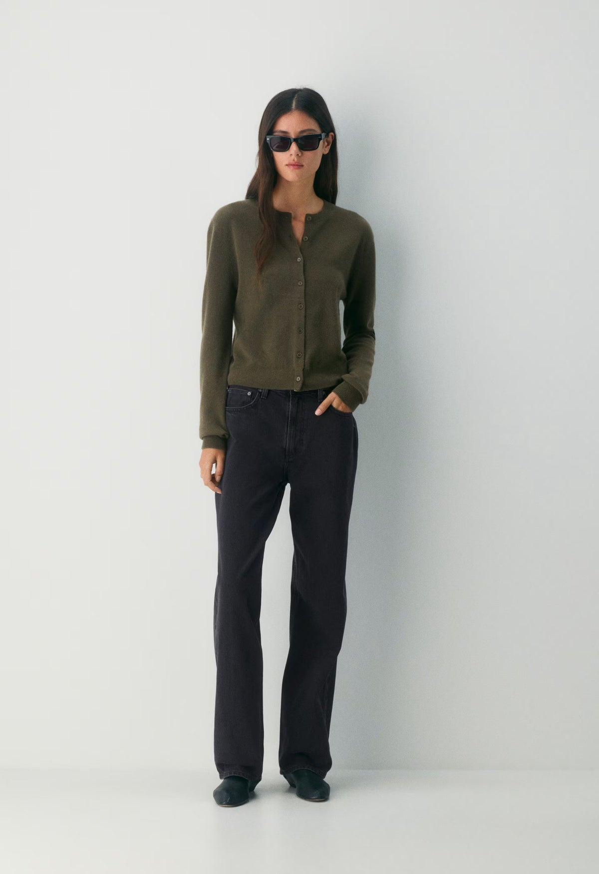 Bare Cashmere Noteworthy Cardigan - DARK OLIVE