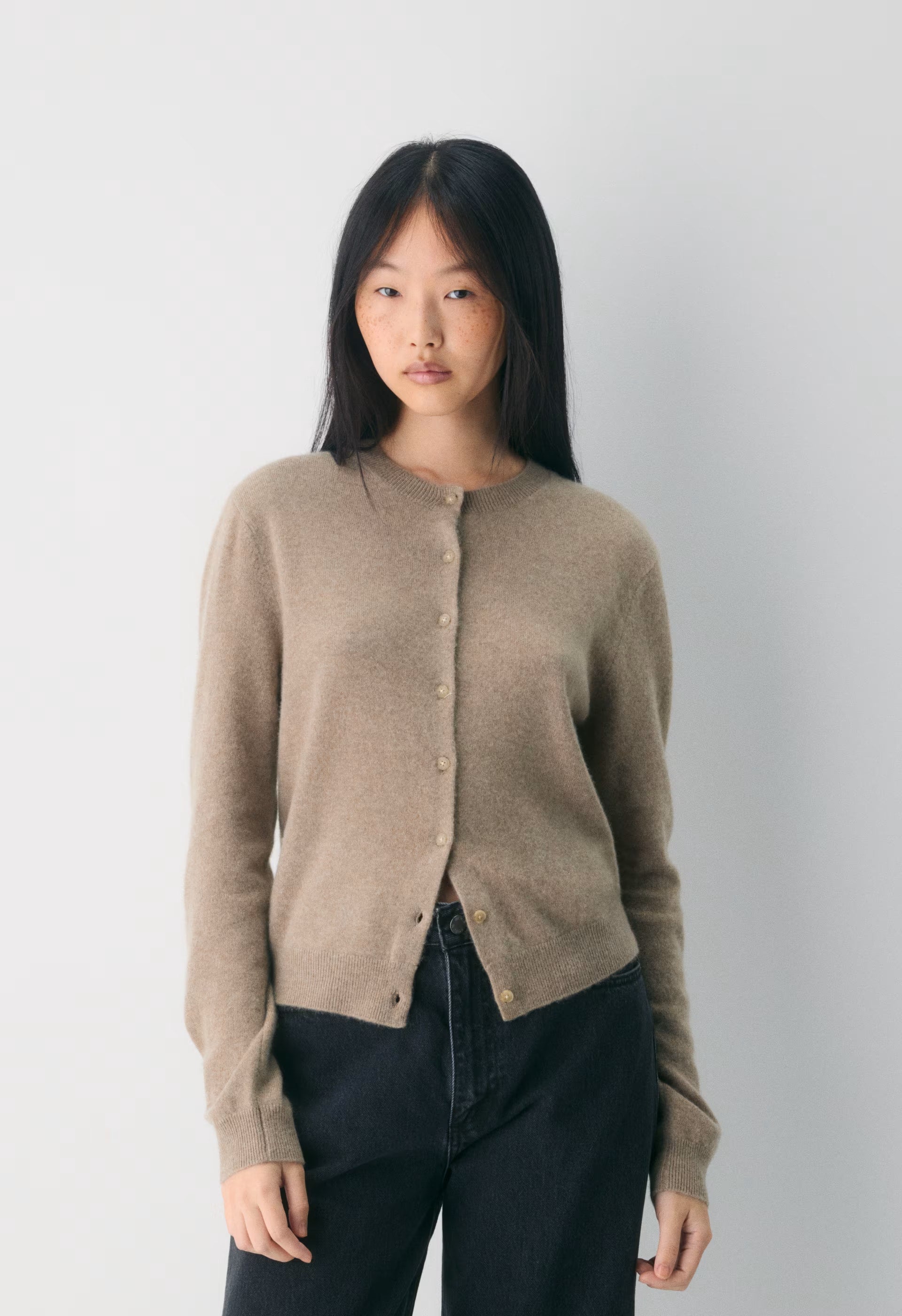 Bare Cashmere Noteworthy Cardigan - HEATHER NOMAD TAUPE