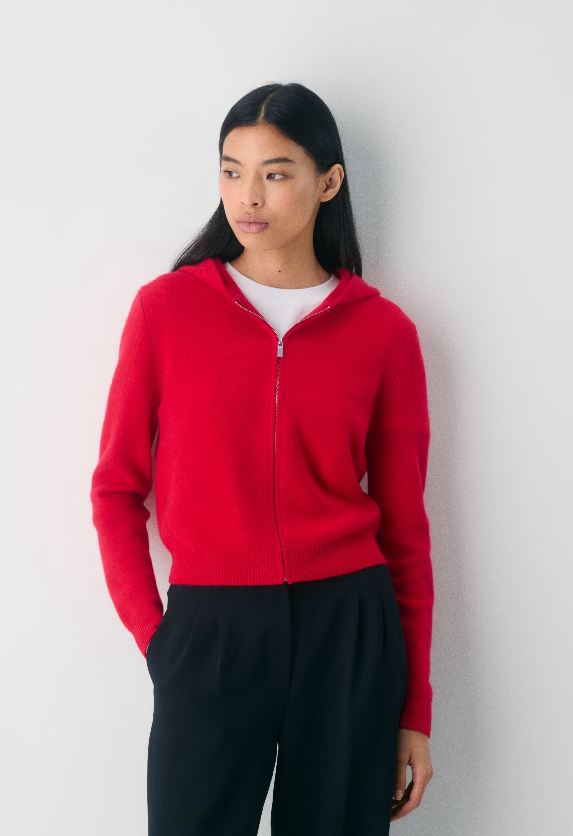 Essential Cashmere Idyllic Zip Hoodie - FLASHING RED