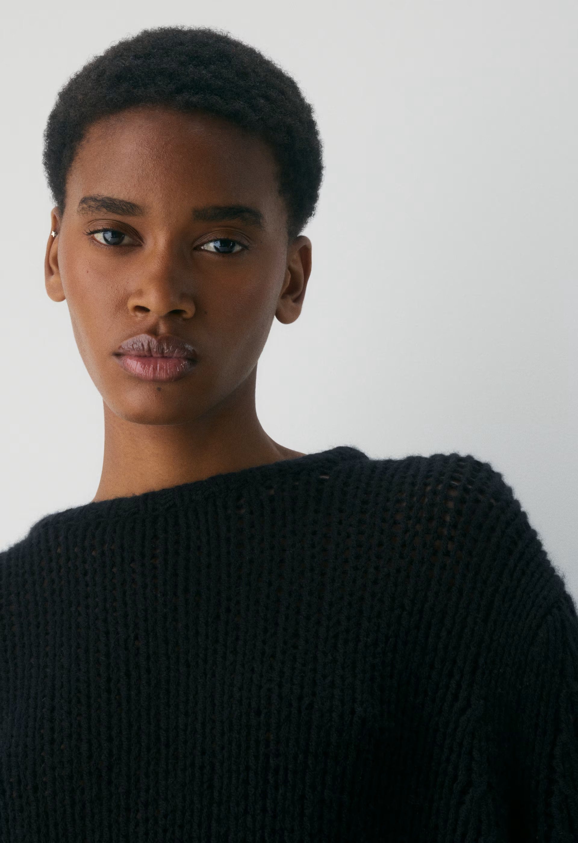 Mesh Cashmere Oversized Crew Sweater - HEATHER CHROME